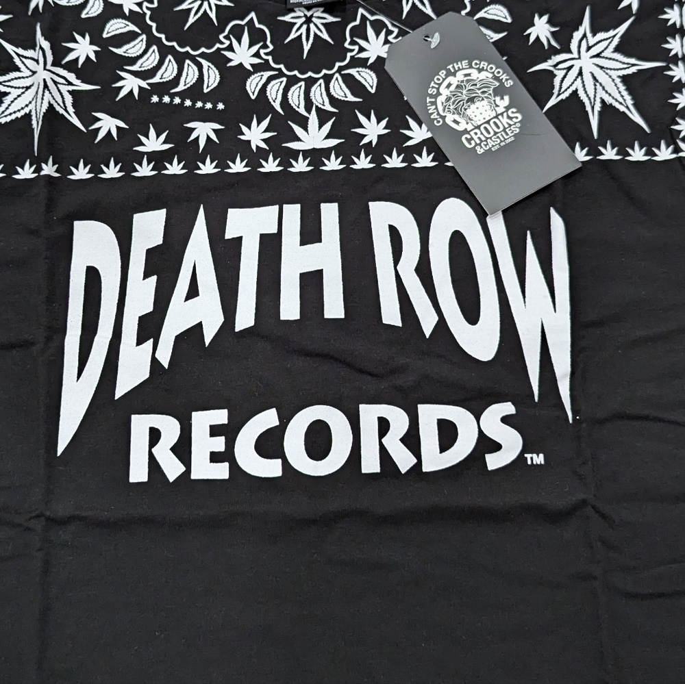 Mens DEATH ROW RECORDS Kushdana Paisley T-Shirt Black/White - Picture 2 of 3